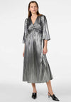 Y.A.S Regina Metallic Plisse Midi Dress, Silver