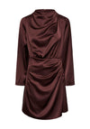 Y.A.S Bista Satin Ruched Mini Dress, Decadent Chocolate