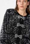 Y.A.S Bow Sequin Short Jacket, Black
