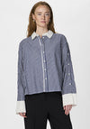 Y.A.S Stria Striped Button Shirt, Blue
