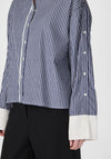 Y.A.S Stria Striped Button Shirt, Blue