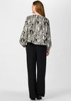 Y.A.S Mera Floral Print Bomber Jacket, Black and Beige