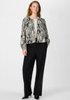 Y.A.S Mera Floral Print Bomber Jacket, Black and Beige