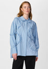 Y.A.S Yera Stripe & Ruffle Shirt, Clear Sky