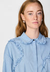 Y.A.S Yera Stripe & Ruffle Shirt, Clear Sky