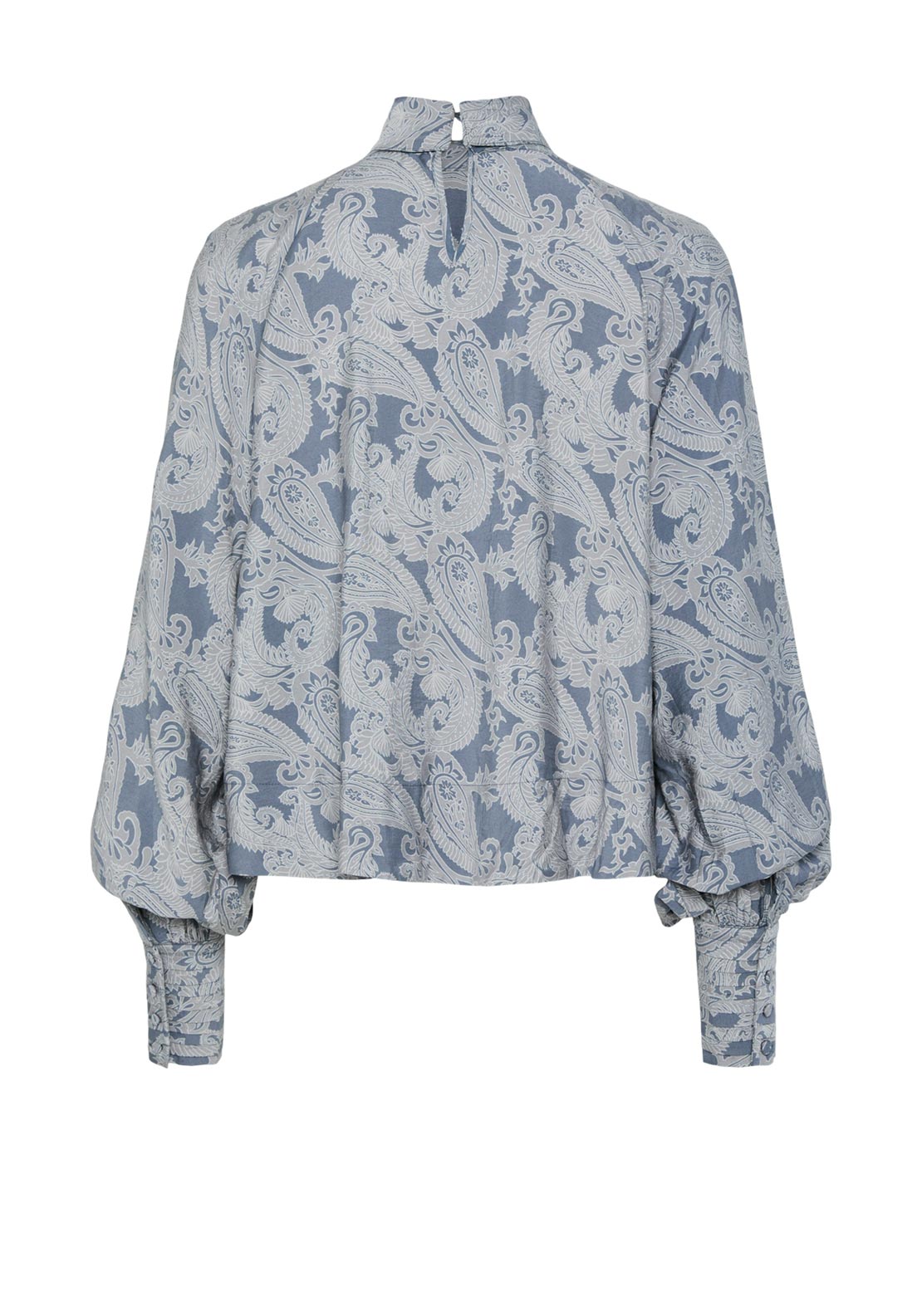 Y.A.S Limos Paisley Print Bow Blouse, Grisaille