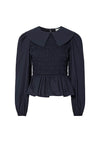 Y.A.S Roma Elasticated Peplum Blouse, Navy