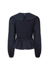 Y.A.S Roma Elasticated Peplum Blouse, Navy