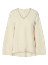 Y.A.S Elma Long Sleeve V-Neck Knitted Pullover, Off White