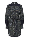 Y.A.S Tillo Long Sleeve Patterned Wrap Dress, Navy
