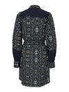 Y.A.S Tillo Long Sleeve Patterned Wrap Dress, Navy