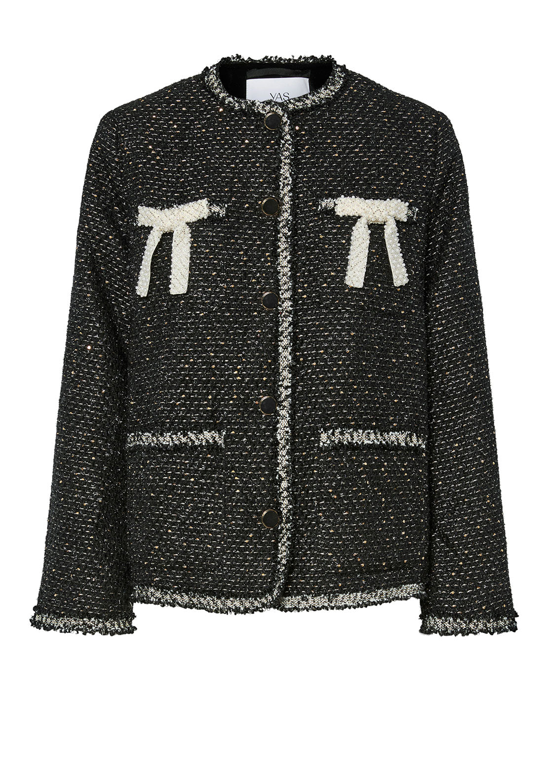 YAS Unida Oversized Boucle Jacket, Black