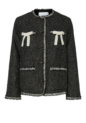 YAS Unida Oversized Boucle Jacket, Black