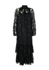 Y.A.S Lacilla Lace Pussybow Long Dress, Black