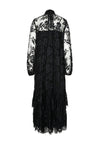Y.A.S Lacilla Lace Pussybow Long Dress, Black