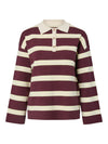 Y.A.S Isabell Long Sleeve Polo Knit Pullover, Wine
