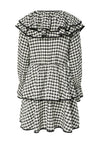 Y.A.S Sotina Gingham Frill Detail Mini Dress, Black and White