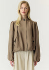 Yas Feline Puff High Neck Jacket, Taupe