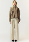 Yas Feline Puff High Neck Jacket, Taupe
