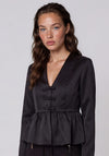 Y.A.S Vantis Bow Front Peplum Jacket, Black