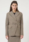 YAS Checkered With Belt Blazer, Brown