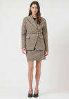 YAS Checkered With Belt Blazer, Brown