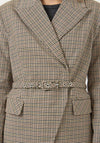 YAS Checkered With Belt Blazer, Brown