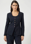 YAS Kariso Long Sleeve Button Up Blazer, Navy