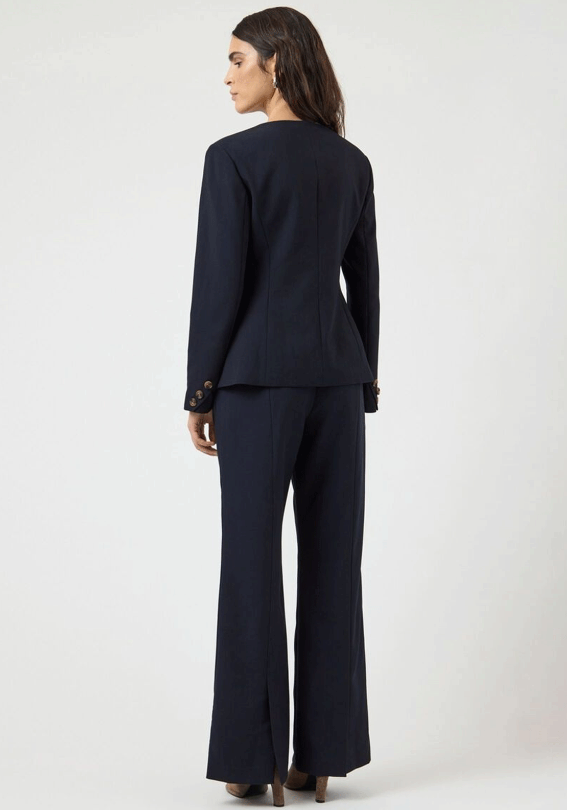 YAS Kariso Long Sleeve Button Up Blazer, Navy