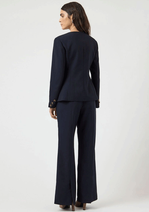 YAS Kariso Long Sleeve Button Up Blazer, Navy