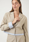 YAS Cropped With Faux Shirt Detail Blazer, Taupe