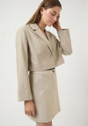 YAS Cropped With Faux Shirt Detail Blazer, Taupe