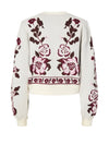 Y.A.S Reno Floral Knit V Neck Button Cardigan, Cream