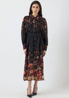 YAS Romantica Floral Belted Shirt Dress, Black