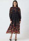 YAS Romantica Floral Belted Shirt Dress, Black