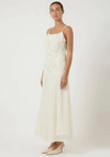 YAS Fedora 3D Floral Strap Maxi Dress, Cream
