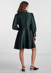 Y.A.S Ripple Jacquard Mini Skater Dress, Scarab Green