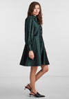Y.A.S Ripple Jacquard Mini Skater Dress, Scarab Green