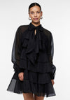 Y.A.S Eloise Bow Tie Neckline Tiered Mini Dress, Black