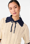 Y.A.S Evia Crochet Knit Top, Birch Dress Blues