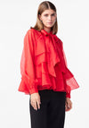 Y.A.S Eloise Ruffle Pussybow Blouse, Red