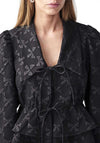 Y.A.S Bow Jacquard String Blouse, Black