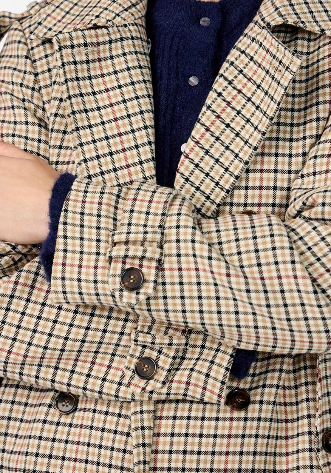Y.A.S Sima Check Pattern Long Trench Coat, Neutral