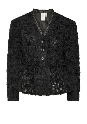 Y.A.S Flera Floral Peplum Top, Black