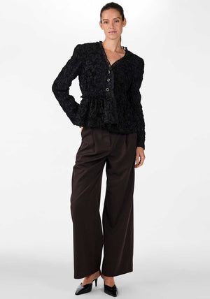 Y.A.S Flera Floral Peplum Top, Black