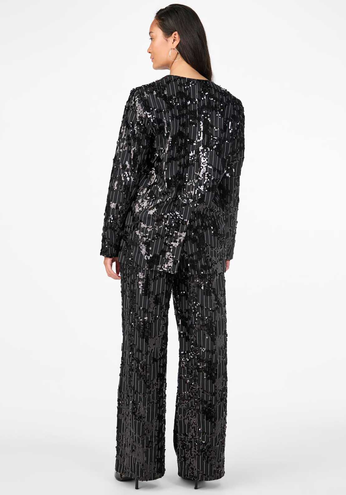 Y.A.S Striby Sequin Pinstripe Blazer, Black