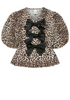 Y.A.S Leopard Print Bow Top, Birch