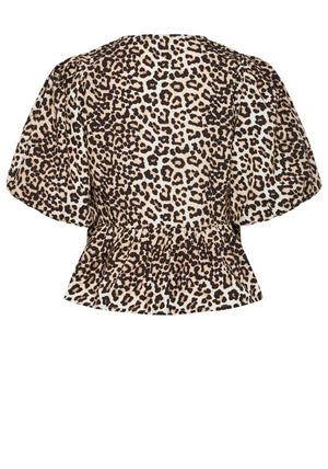 Y.A.S Leopard Print Bow Top, Birch