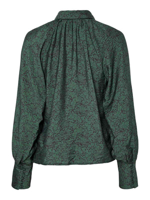 Y.A.S Drea Long Sleeve Bow Shirt, Green