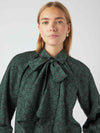 Y.A.S Drea Long Sleeve Bow Shirt, Green